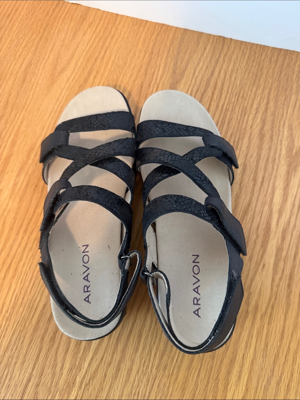 Aravon Black Textured Strappy Sandals - Picture 3 of 7